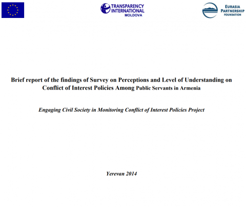 Brief report of the findings of Survey on Perceptions and Level of Understanding on Conflict of Interest Policies Among Public Servants in Armenia pic