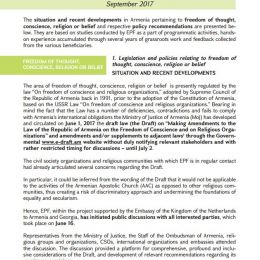 EPF Occasional Policy Brief. Recommendations on Freedom of Religion or Belief pic