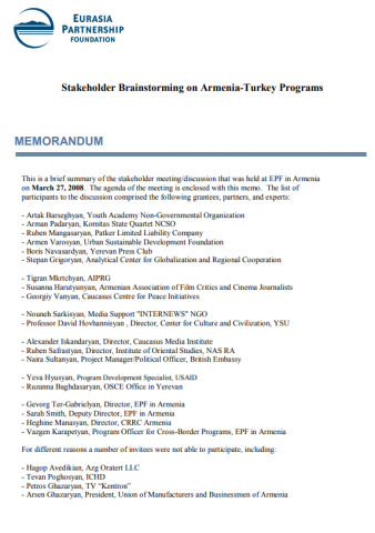 Stakeholder Brainstorming on Armenia-Turkey Programs pic