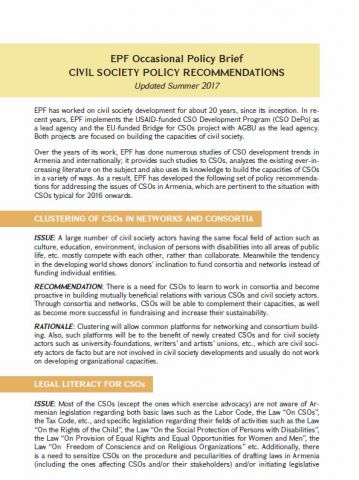 Civil Society Policy Recommendations AR 2016